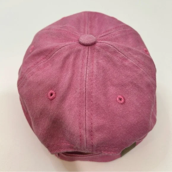 Salty Embroidered Vintage Washed Cotton Baseball Cap Hat Pink White NEW Girly - Picture 4 of 5